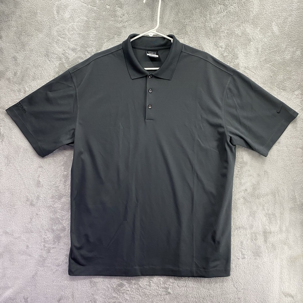 Nike Golf Polo Shirt Mens XL Gray Fit Dry Performance Short Sleeve Swoosh EUC
